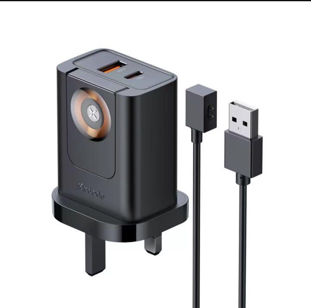 Mcdodo CH-398 30W 2-in-1 UK Travel Charger 3Pin USB A + USB C + Watch Charger - Saif Al Najmi Kw